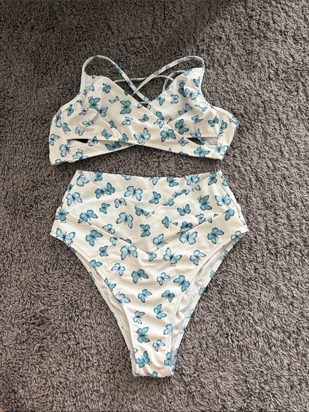 VS Pink Butterfly Print High-Waist Bikini Set